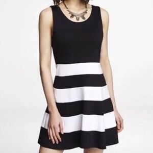 Express Fit & Flare Dress - Black & White XS